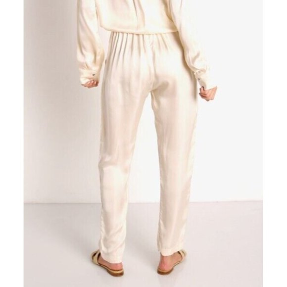 Indah Agent Trousers Opal Cream Satin Tie Belt Revolve - Picture 3 of 4